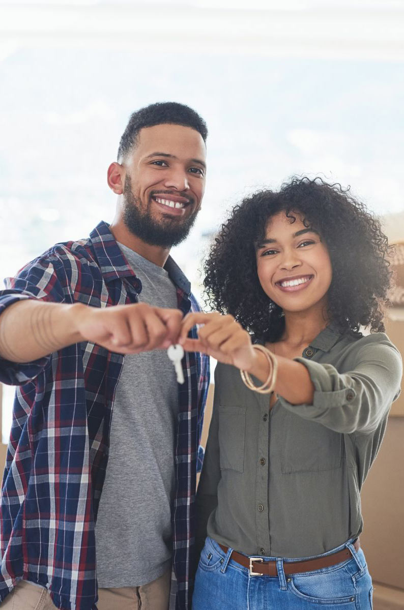 African-American-couple-holding-house-key